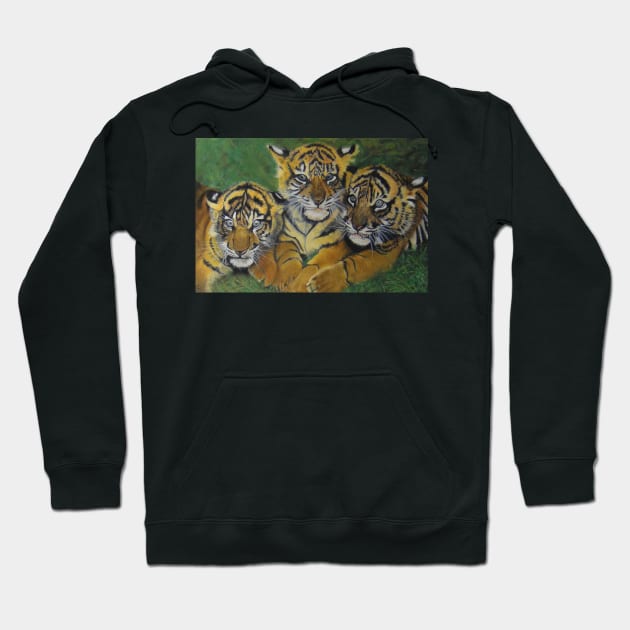 3 tigers in the grass......... Hoodie by angipangi7